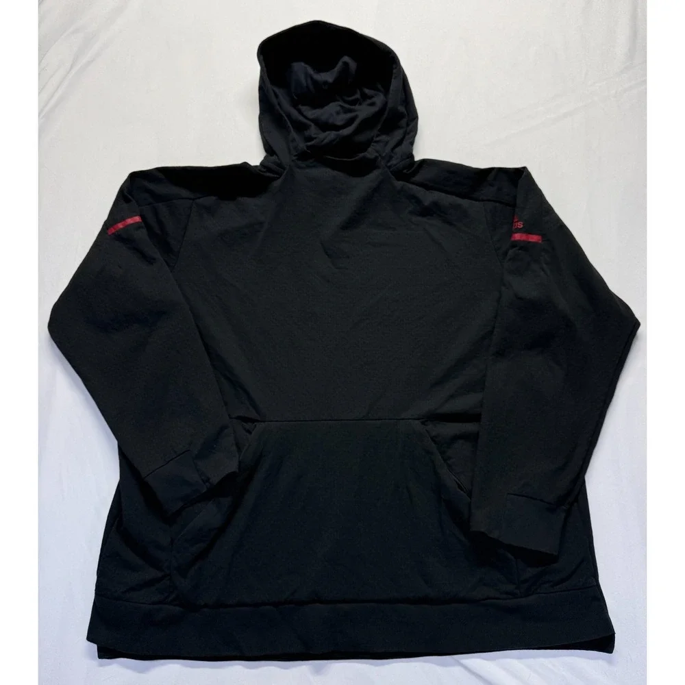 Adidas Climalite Hoodie Mens 2XL Black Spellout Logo Gym Training Athletic Wear‎